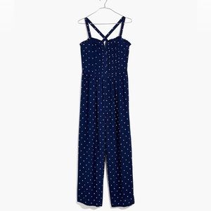 Madewell Pintuck Cami Jumpsuit in Polka Dot